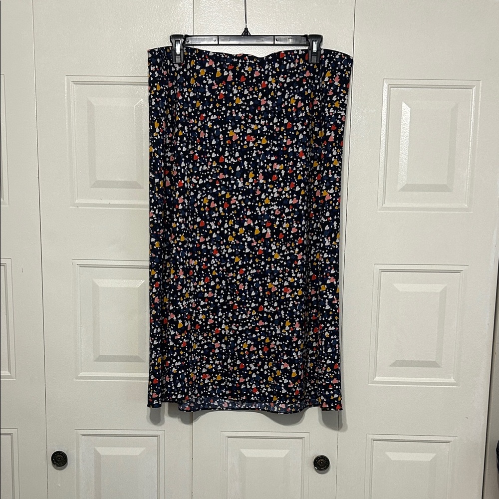 LOFT Navy Print Midi Skirt